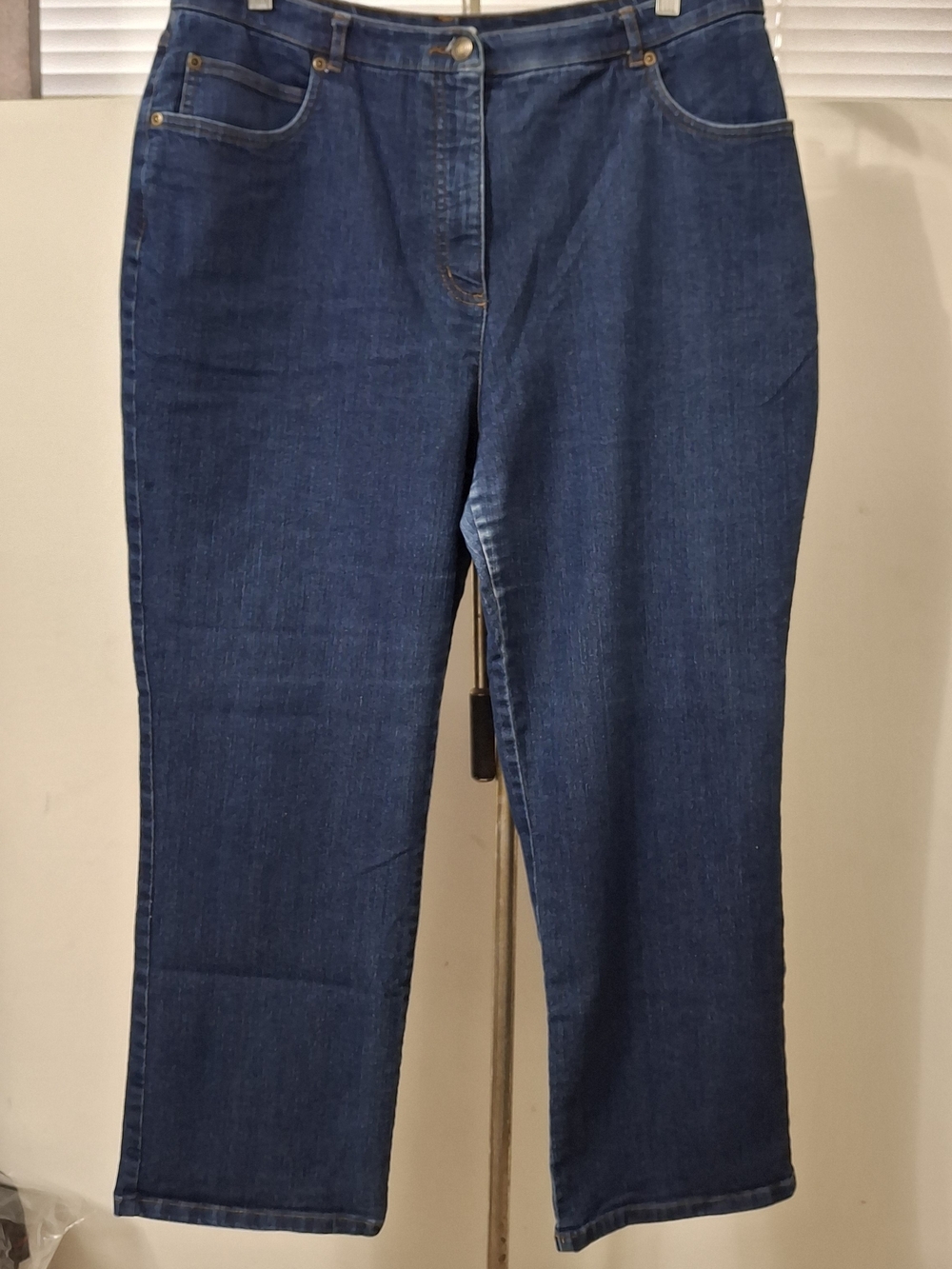 Alia Petites Women's Dark Wash Straight Leg Jeans Size 16P Stretch High Rise